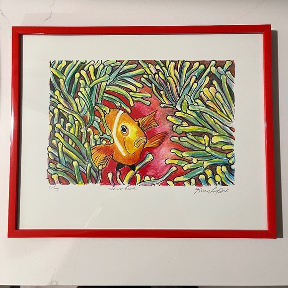 Original authenticated Clown Fish painting by Kiran Levy - Picture 1 of 9